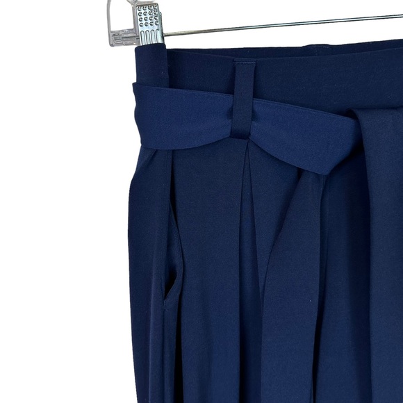 Express Pants Women Tie Waist Tapered Ankle Stretch High Rise Navy 2 Extra Small - Picture 4 of 10